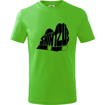 Shih-tzu - nápis v těle - Tričko dětské bavlněné - 98 cm / 2 roky ( Apple Green )
