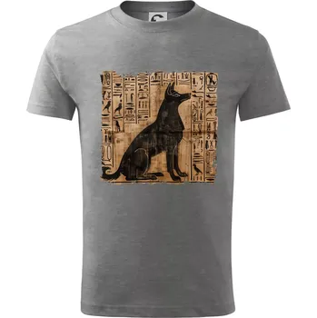 Egyptské hieroglyfy pes - Tričko dětské bavlněné - 98 cm / 2 roky ( Tmavě šedý melír )