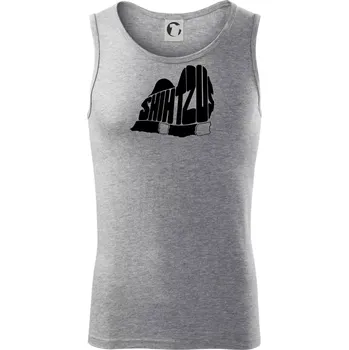 Shih-tzu - nápis v těle - Tílko pánské Core - XL ( Tmavě šedý melír )