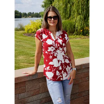 Dámské tričko Dámská halenka KIXMI SABINE VÍNOVÁ XS