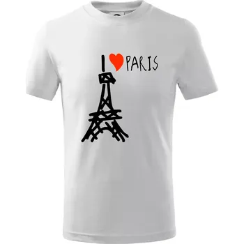 I love Paris - Tričko dětské bavlněné - 98 cm / 2 roky ( Bílá )