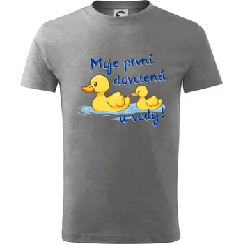 Chlapecké tričko Moje první dovolená u vody - kluk - Tričko dětské bavlněné - 98 cm / 2 roky ( Tmavě šedý melír )