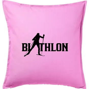 Polštář Biathlon nápis - Polštář 50x50 - 50x50 - Pouze potah ( Růžová )