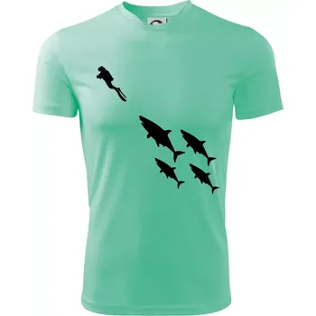 Chlapecké tričko Potápěč žraloci - Dětské triko sportovní (dresovina) - 146 cm/10 let ( Mátová )