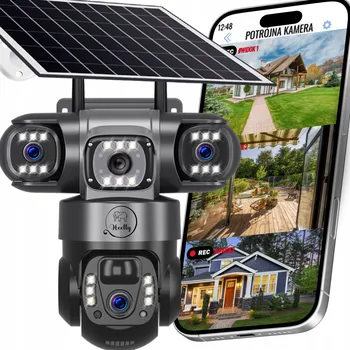 IP kamera Venkovní solární WiFi kamera se třemi objektivy HD 3x3MP, otočná Heelly