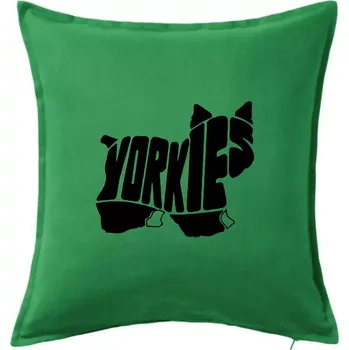 Polštář Jorkšírský teriér - Yorkie - Nápis v těle - Polštář 50x50 - 50x50 - Včetně výplně ( Středně zelená )
