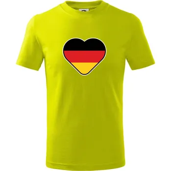 Chlapecké tričko Germany love velké - Německá vlajka - Tričko dětské bavlněné - 98 cm / 2 roky ( Limetková )