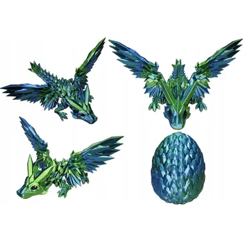 Figurka Pohyblivý Drak s Křídly a Vejcem Draka Midnight figurka Crystal Dragon