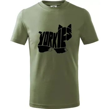 Chlapecké tričko Jorkšírský teriér - Yorkie - Nápis v těle - Tričko dětské bavlněné - 104-110cm / 3-4 roky ( Khaki )