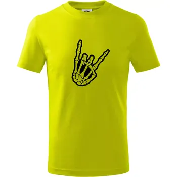 Rock ruka - Tričko dětské bavlněné - 98 cm / 2 roky ( Limetková )