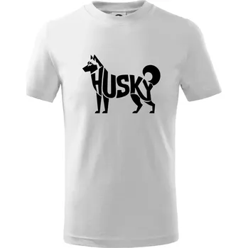 Chlapecké tričko Husky nápis v těle - Tričko dětské bavlněné - 98 cm / 2 roky ( Bílá )
