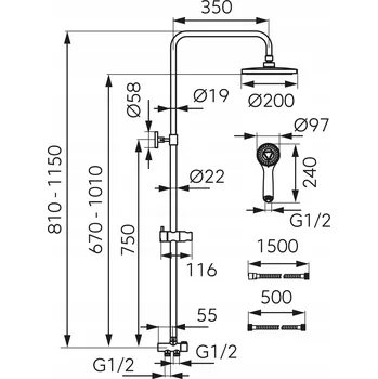 Sprchový set Nástěnný Sprchový set Ferro Wizard, chrom