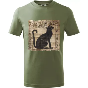 Egyptské hieroglyfy kočka - Tričko dětské bavlněné - 98 cm / 2 roky ( Khaki )