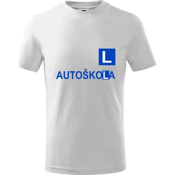 Autoškola nápis - Tričko dětské bavlněné - 98 cm / 2 roky ( Bílá )