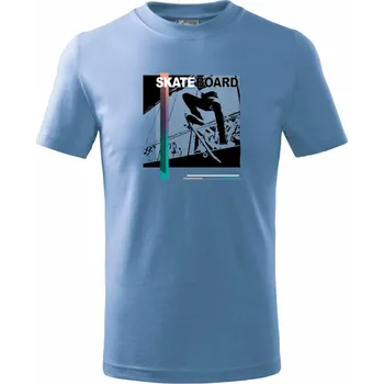Chlapecké tričko Skateboard black photo - Tričko dětské bavlněné - 98 cm / 2 roky ( Azurově modrá )