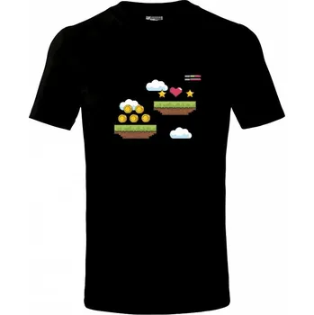 Gamer - stará hra - mince a mraky - Tričko dětské bavlněné - 98 cm / 2 roky ( Černá )