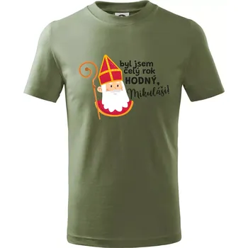 Byl jsem celý rok hodný, Mikuláši! - Tričko dětské bavlněné - 98 cm / 2 roky ( Khaki )