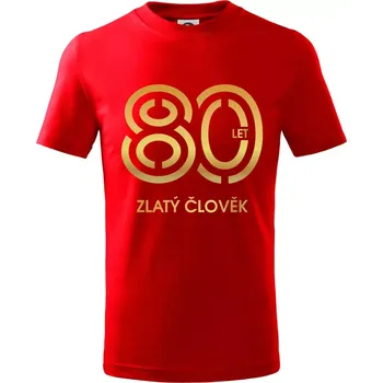 80 let zlatý člověk - Tričko dětské bavlněné - 98 cm / 2 roky ( Červená )