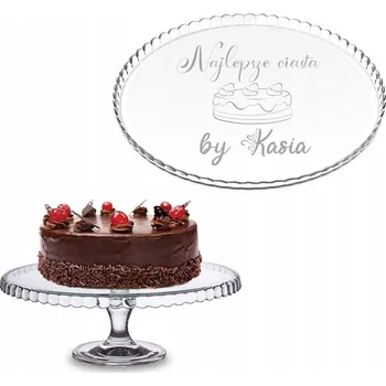 Podnos na dort na noze 32 cm, dno Pasabahce s gravírováním