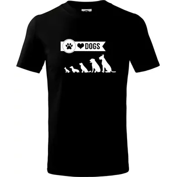 Chlapecké tričko I love dogs - tlapka - Tričko dětské bavlněné - 98 cm / 2 roky ( Černá )