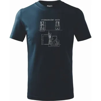 Chlapecké tričko Vysokozdvižný vozík nákres - Tričko dětské bavlněné - 98 cm / 2 roky ( Námořní modrá (velmi tmavá - téměř černá) )