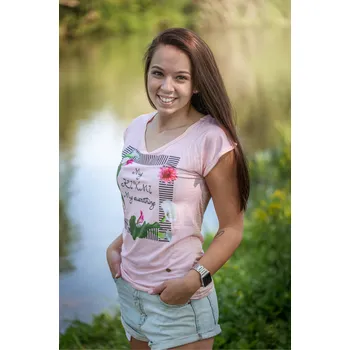 Dámské tričko Dámské triko s krátkým rukávem KIXMI JENNY SVĚTLE RŮŽOVÁ S