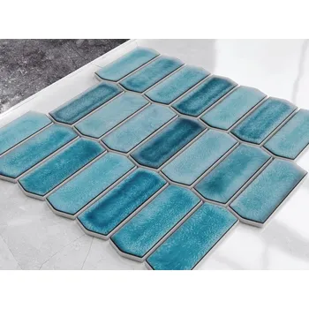 Obklad Keramická mozaika hexagon long silk blue