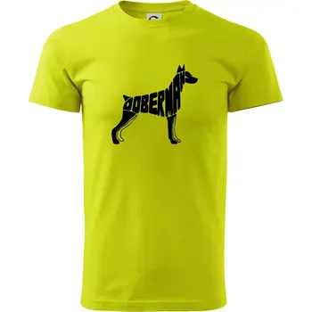 Dobrmans - nápis v tělě - Klasické pánské triko vyšší gramáže - 3XL ( Limetková )