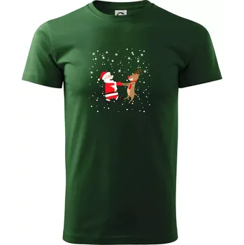 Pánské tričko Tancující Santa a sob - Triko extra velké (5-8XL) - 7XL ( Lahvově zelená )