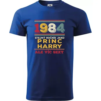 1984 stejný ročník jako princ Harry - Triko extra velké (5-8XL) - 8XL ( Královská modrá )