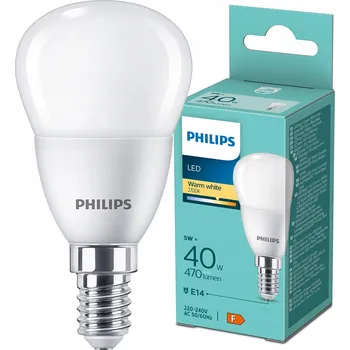 Žárovka PHILIPS LED žárovka E14 5W = 40W 2700K TEPLÁ BÍLÁ Kulatá 470lm P45