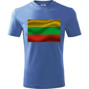 Litva vlajka obdélník - Tričko dětské bavlněné - 98 cm / 2 roky ( Azurově modrá )