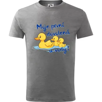 Moje první dovolená u vody - sourozenci - Tričko dětské bavlněné - 98 cm / 2 roky ( Tmavě šedý melír )