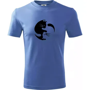 Chlapecké tričko Kočka - Jin jang - Tričko dětské bavlněné - 98 cm / 2 roky ( Azurově modrá )