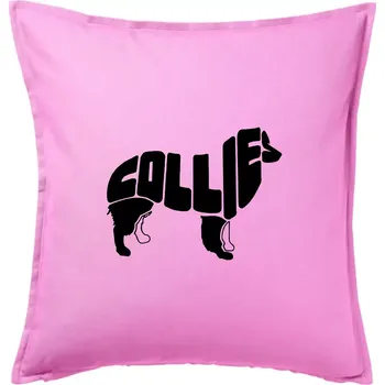 Polštář Border kolie písmo v těle - Polštář 50x50 - 50x50 - Pouze potah ( Růžová )