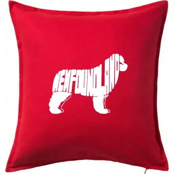 Polštář Novofundlandský pes - nápis v tělě - Polštář 50x50 - 50x50 - Pouze potah ( Červená )