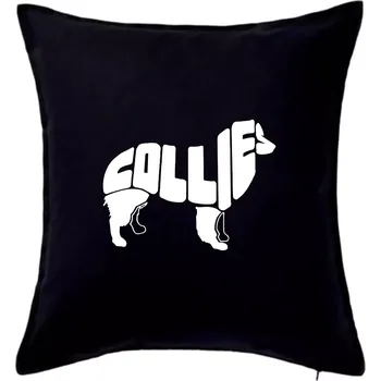 Polštář Border kolie písmo v těle - Polštář 50x50 - 50x50 - Pouze potah ( Černá )