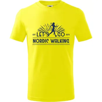 Chlapecké tričko Let's go nordic walking - vintage - Tričko dětské bavlněné - 98 cm / 2 roky ( Citrónová )