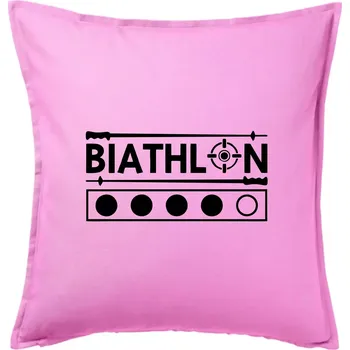 Polštář Biathlon terč a hůlky - Polštář 50x50 - 50x50 - Pouze potah ( Růžová )