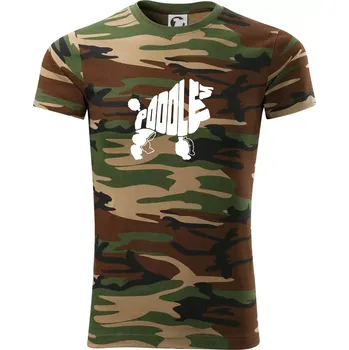 Pánské tričko Pudl - nápis v těle - Army CAMOUFLAGE - XS ( Hnědý maskáč )