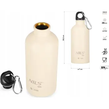 Láhev Karabina láhev ocelová 550 ml termická béžová lehká a těsná