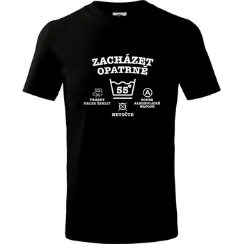 Zacházet opatrně 55 - Tričko dětské bavlněné - 98 cm / 2 roky ( Černá )