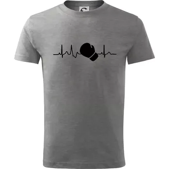 Chlapecké tričko EKG box rukavice - Tričko dětské bavlněné - 98 cm / 2 roky ( Tmavě šedý melír )