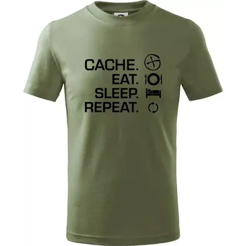 Eat sleep repeat Cache - Tričko dětské bavlněné - 134 cm/8 let ( Khaki )