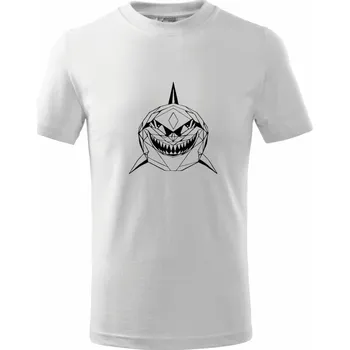 Geometrie - žralok tvář - Tričko dětské bavlněné - 98 cm / 2 roky ( Bílá )