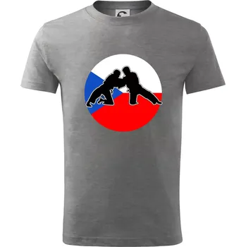 Judo CZ vlajka - Tričko dětské bavlněné - 98 cm / 2 roky ( Tmavě šedý melír )