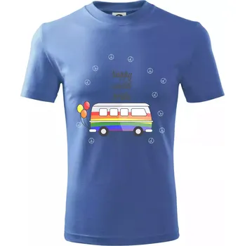 Happy world pride - Tričko dětské bavlněné - 98 cm / 2 roky ( Azurově modrá )