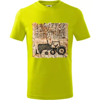 Egyptské hieroglyfy traktor - Tričko dětské bavlněné - 98 cm / 2 roky ( Limetková )