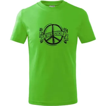 Chlapecké tričko Peaceful world logo - Tričko dětské bavlněné - 98 cm / 2 roky ( Apple Green )