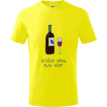 Chlapecké tričko Šetřím vodu piju víno (studio-arte.cz) - Tričko dětské bavlněné - 98 cm / 2 roky ( Citrónová )